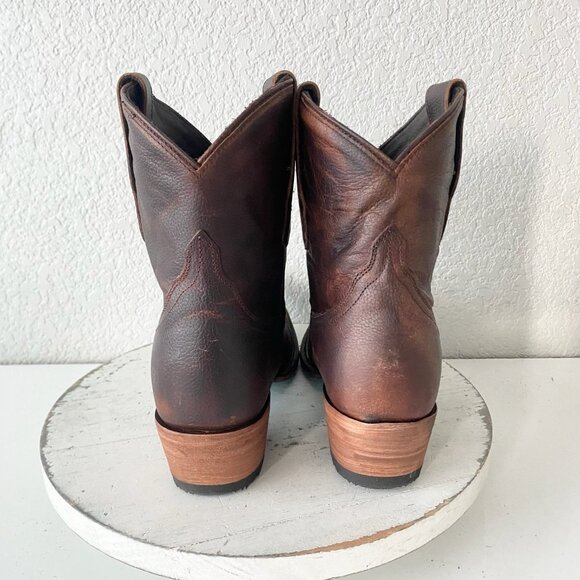 Lane EMMA JANE Womens Cowboy Bootie 9 Cognac Brown Western Cowgirl Short Boots - Picture 3 of 11